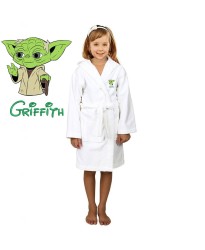 Green Frog Cartoon Design & Custom Name Embroidery on Kids Hooded Bathrobe